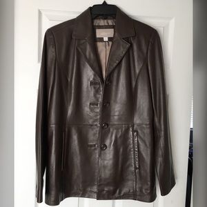 Croft & Barrow Genuine Lambskin Brown Leather Coat